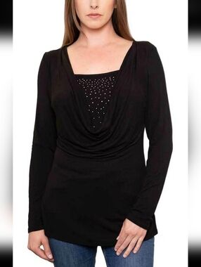 Harley Davidson Women's Metal Wings Drape Front Top- Size Medium